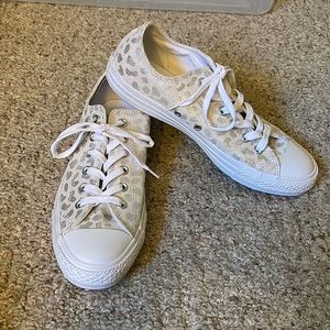 Converse All Star Silver Leopard Print Low Top Sneakers